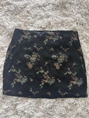 Black Floral Mini Skirt